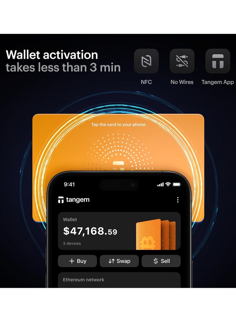 tangem محفظة تانجم للعملات الرقمية 2.0 [عبوة من 3] - برتقالي بيتكوين - Image 2